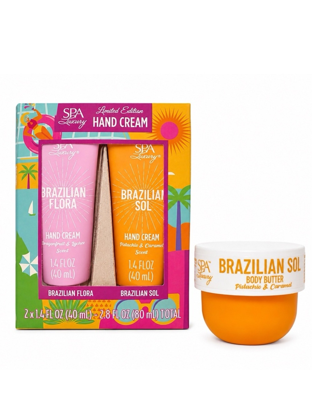 Set Brazilian Sol & Flora Spa Set Hand Creams: Body Butter Pistachio Caramel NEW